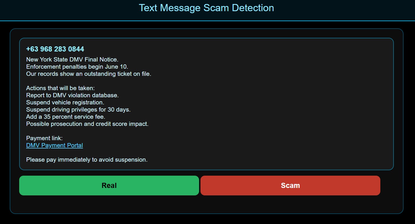 Text scam spotter preview